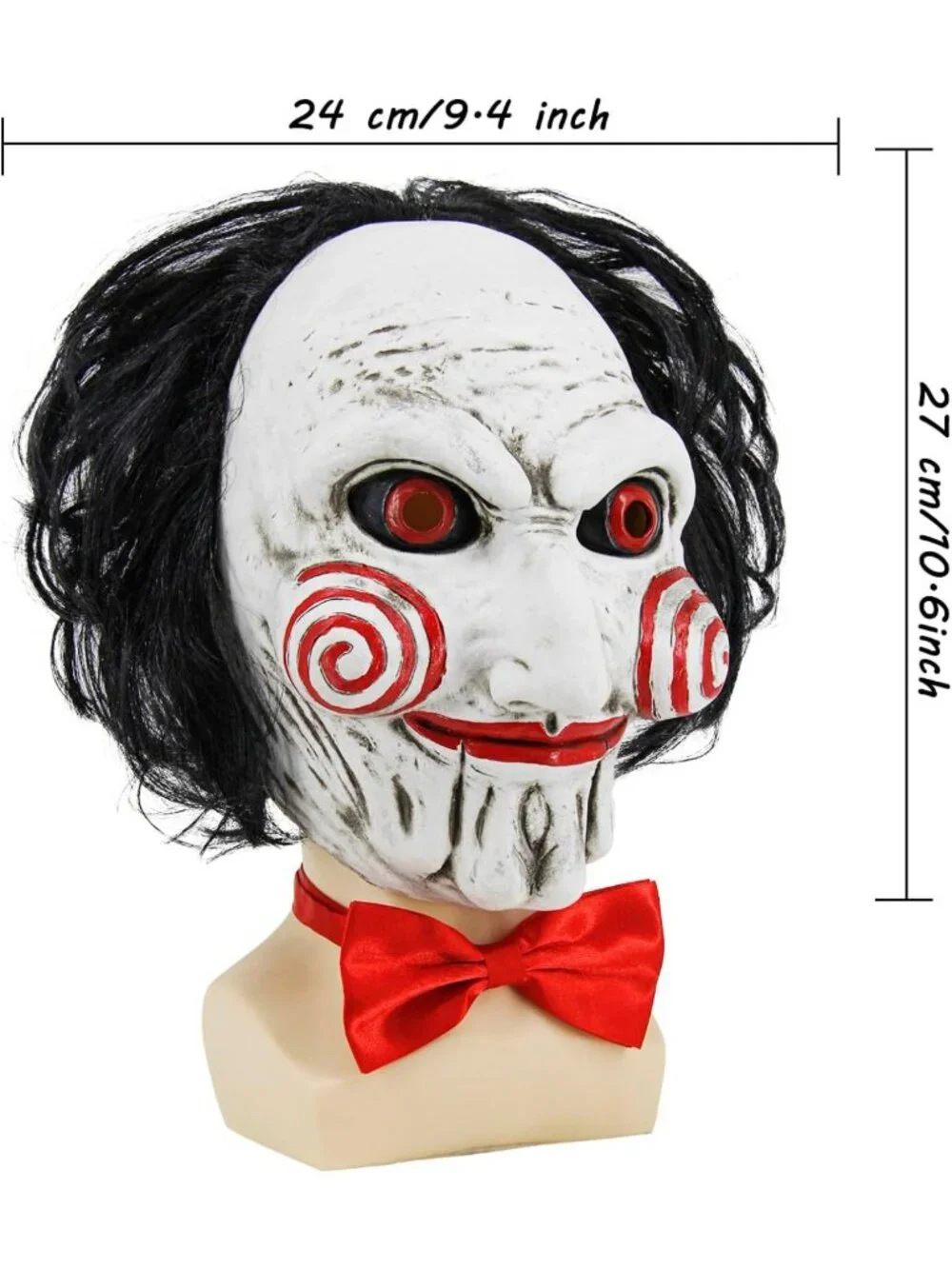 Scary Full Head Latex Mask with Hair for Halloween, Clown Puppet Cosplay Costume